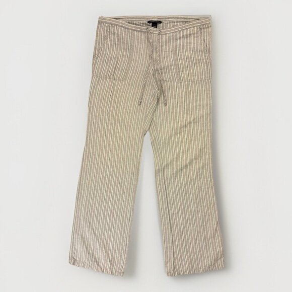 Victoria's Secret Women's Linen Blend Pants Size 6 Wide Leg Striped Pockets EUC - Picture 1 of 13